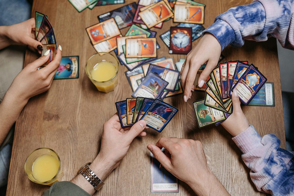 Kids excited about their trading card collection